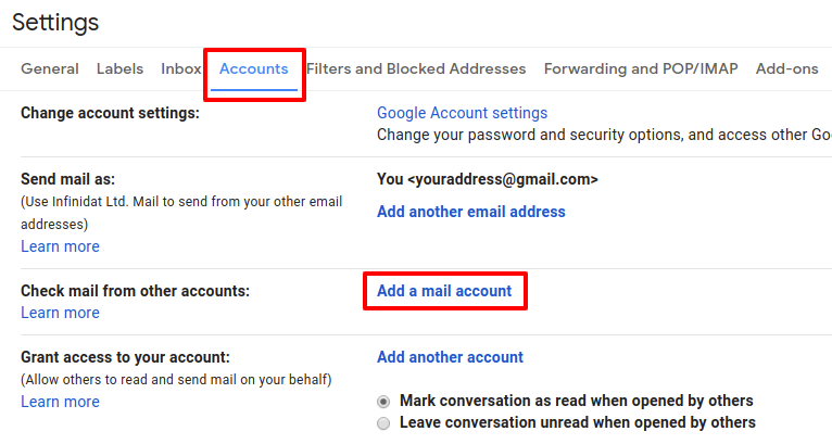 Screenshot - add POP3 email account